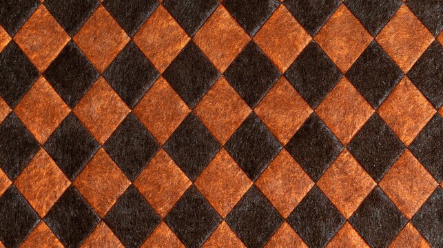 Brown and orange diamond checker pattern with rich textured surface, creating a bold retro geometric background