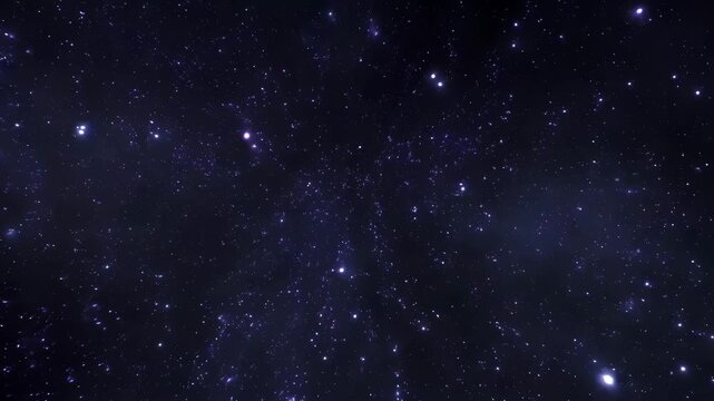 Smooth forward travel through deep star field creating calm cosmic atmosphere