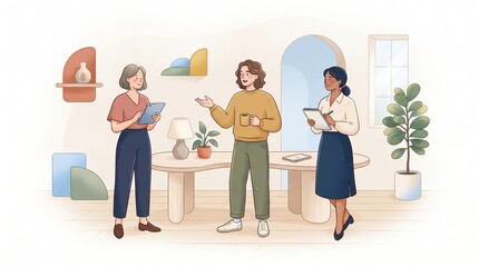 Fototapeta premium Diverse Creative Team Having Casual Meeting in Modern Office Interior