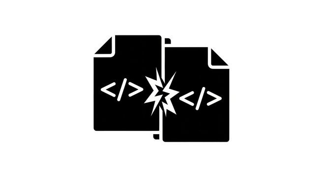 Broken Code Document Icon Representing Software Error.