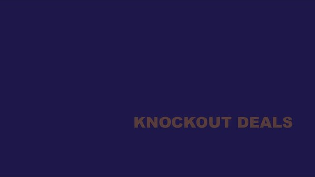 Knockout deals text animation on dark blue 4k background, for sales and, promotions marketing