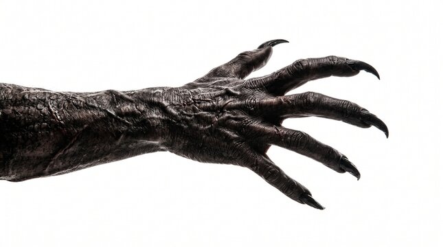 Creepy monster claw isolated on white background with clipping path