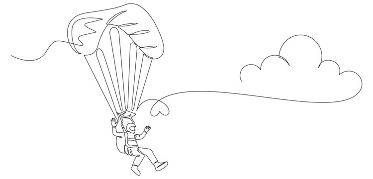 continuous line drawing of a parachutist 1.eps
