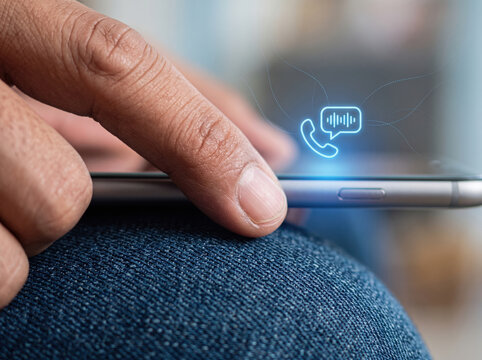 Person touching smartphone screen with finger