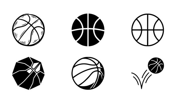 Basketball Ball Symbol Icon Pack Black White Vector