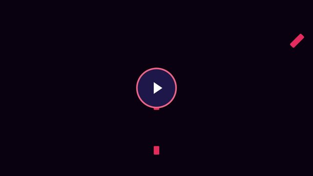 Minimalist loading spinner animation with rotating progress bar and play button for user interface 4k