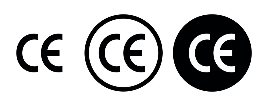 Ce marking symbols in three variations, black and white on transparent background