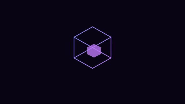 Minimalist neon hexagon geometric animation with floating 3 d cube motion 4k