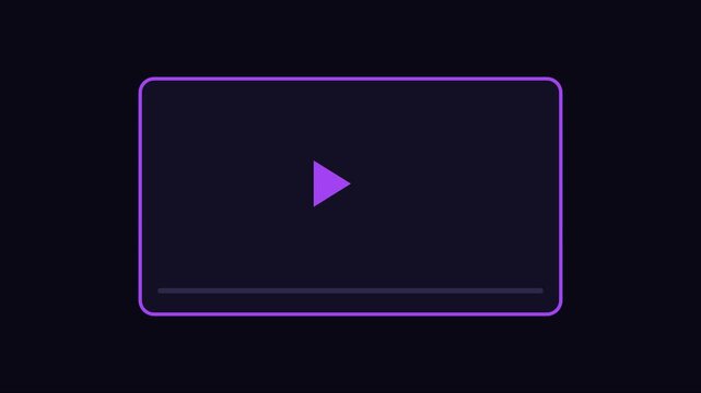Minimalist play button animation with loading progress bar for digital media interface and user experience 4k