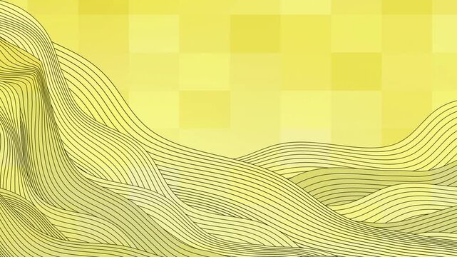 Yellow Abstract Wavy Line Pattern 4K