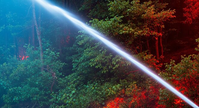 High-pressure water streams from professional equipment to extinguish forest hotspots, protecting a lush ecosystem from dangerous wildfires, wildfire, heat, nature
