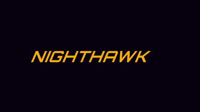 Nighthawk animation: modern yellow typography on dark 4k background, for cinematic motion, and branding projects