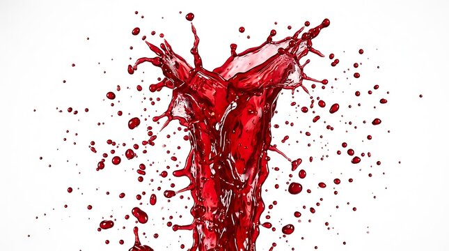 Red Fruit Juice Splash Dynamic Liquid Wave on White Background for Beverage Advertisement and Fresh Drink Branding Concept