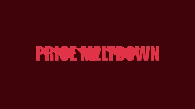 Price meltdown dynamic text animation for retail sales and marketing promotions 4k discount