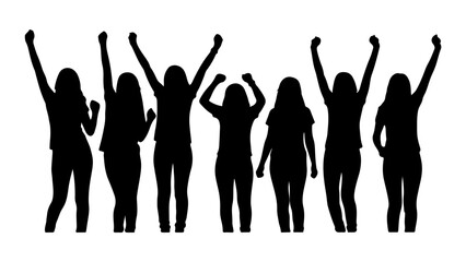 Fototapeta premium Group of People Celebrating with Hands Raised in Unity.