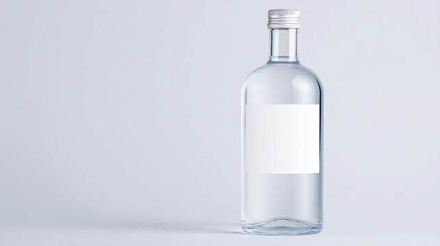 minimal clear vodka bottle with copy space, branding ready composition, Adobe Stock commercial style