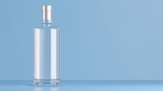 minimal clear vodka bottle with copy space, branding ready composition, Adobe Stock commercial style