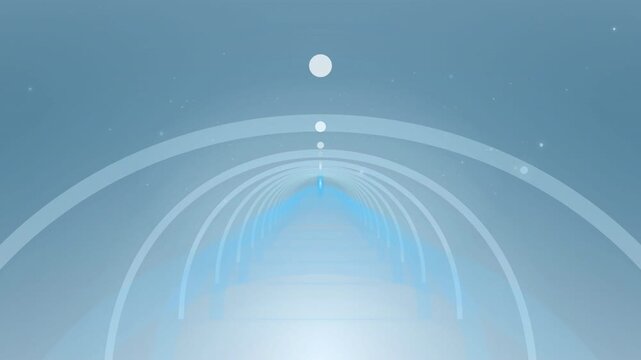 Virtual Reality Health Clinic Concept: A clean, abstract digital animation featuring soft glowing blue light and expansive waves, representing a futuristic virtual healthcare environment or modern tel