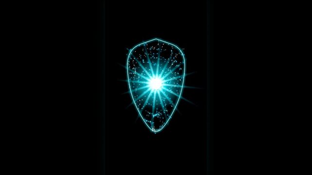 Glowing Blue Energy Shield Forming and Pulsating on Black Background - Abstract Digital Animation