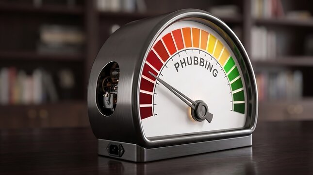 Phubbing meter showing high level on colored scale
