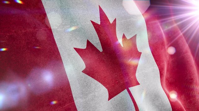 Realistic Canada Flag Macro Shot 
