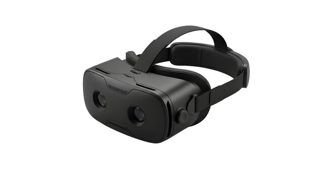 Front-side view of black VR gaming headset