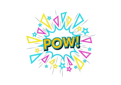 Vibrant Explosion Comic Effect Showing Powerful Impact with POW Bang Text