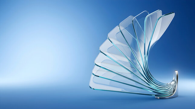 Floating Curved Glass Panel Fan Website Hero Background