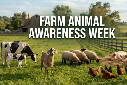 Farm Animal Awareness Week livestock grazing together in a lush green pasture