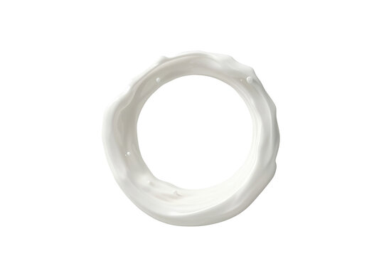 Glossy white circular liquid ring with soft wavy edge