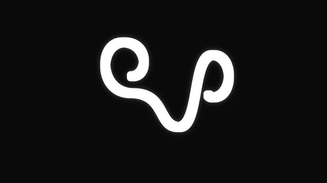 Glowing White Leo Zodiac Curved Line on Black Background