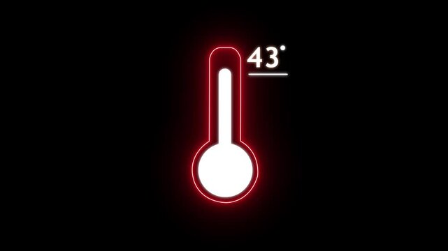 Stylized thermometer graphic displaying 43 degrees on dark background