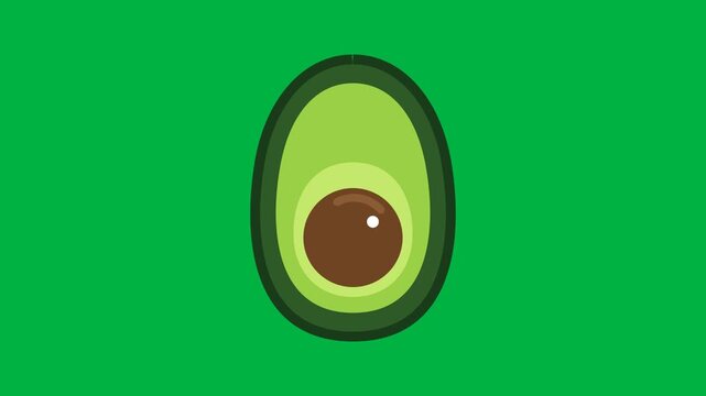 Cute Plump Avocado Character Flat Vector Icon Animation Concept for Healthy Food and Nutrition Design