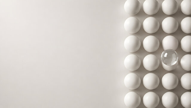 Business Innovation Concept with Unique Glass Sphere Among White Spheres