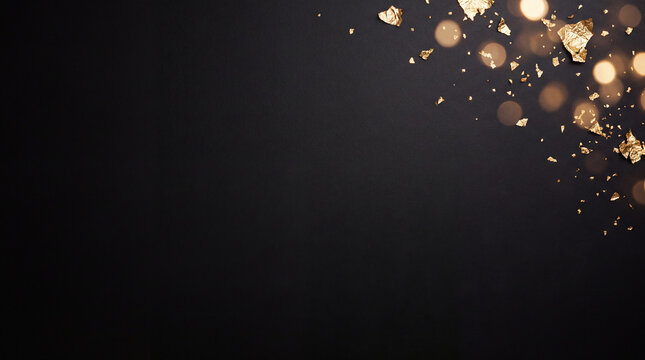 Elegant Black Friday campaign background with matte black base and golden metallic bokeh for brand advertising.