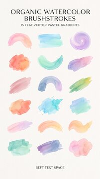 Organic watercolor brushstrokes in pastel colors.