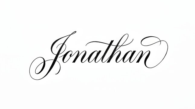 Elegant Jonathan Script Handwritten Calligraphy Name Design on White Background