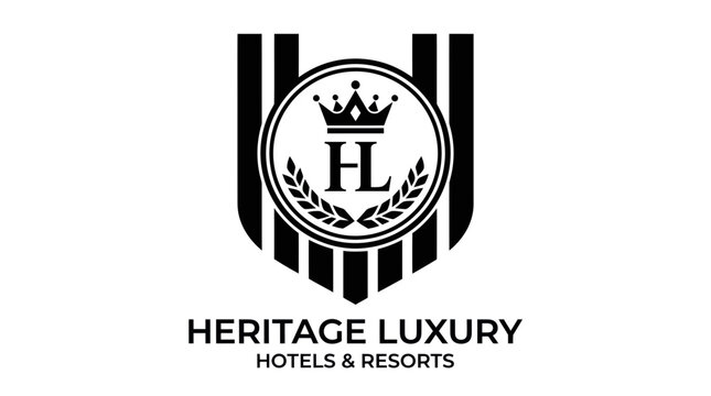 Heritage Luxury Hotels and Resorts crest logo design.