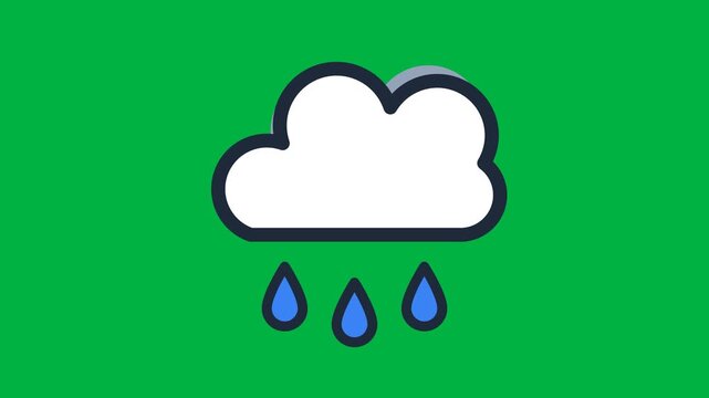 Cute Rain Cloud Animation with Soft Flat Vector Style for Weather Forecast and Nursery Background