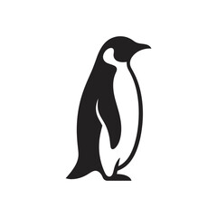 Obraz premium Minimalist Black and White Penguin Vector Silhouette Icon