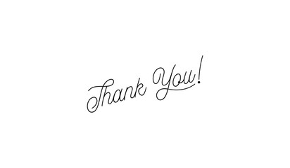 Minimalist black script thank you calligraphy typography on white background © Graphics World