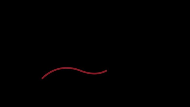 Continuous single line art drawing animation of rising red wave line on black background