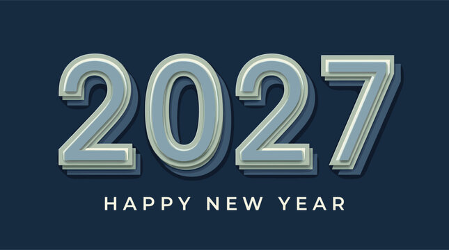 Happy new year 2027 design with colorful truncated number illustrations.