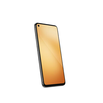 A modern smartphone with a golden screen angled to the side.