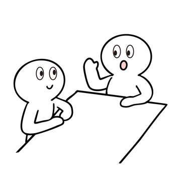 会議で話し合う棒人間
