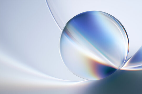 dreamy spheres with refracted rainbow light wallpaper design in blue