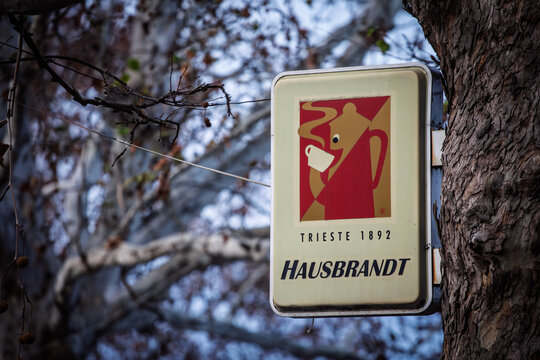 BELGRADE, SERBIA - JANUARY 2, 2026: Hausbrandt coffee sign mounted at a retailer in Belgrade, Serbia. Caffe Hausbrandt is one of the biggest coffee producers of Italy, exporting worldwide