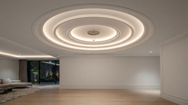 Interior architectural detail with modern ceiling light and recessed illumination