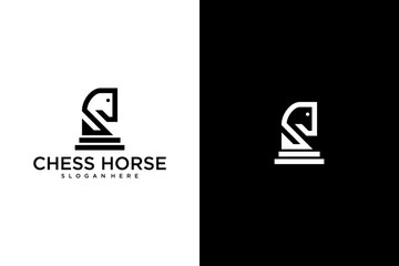 Minimalist Geometric Chess Knight Horse Logo © Dziyak