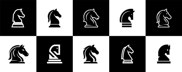 Chess Knight Horse Icon Set Vector Design © Dziyak